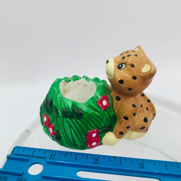 Charming Vintage Giftco  Cheetah  and climbing Cub Candleholder  Hand painted - Picture 10 of 11